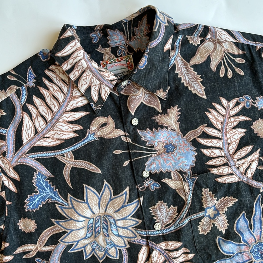 Vintage Reyn Spooner Commemorative Classics Hawaiian‎ Black Pullover Shirt Large